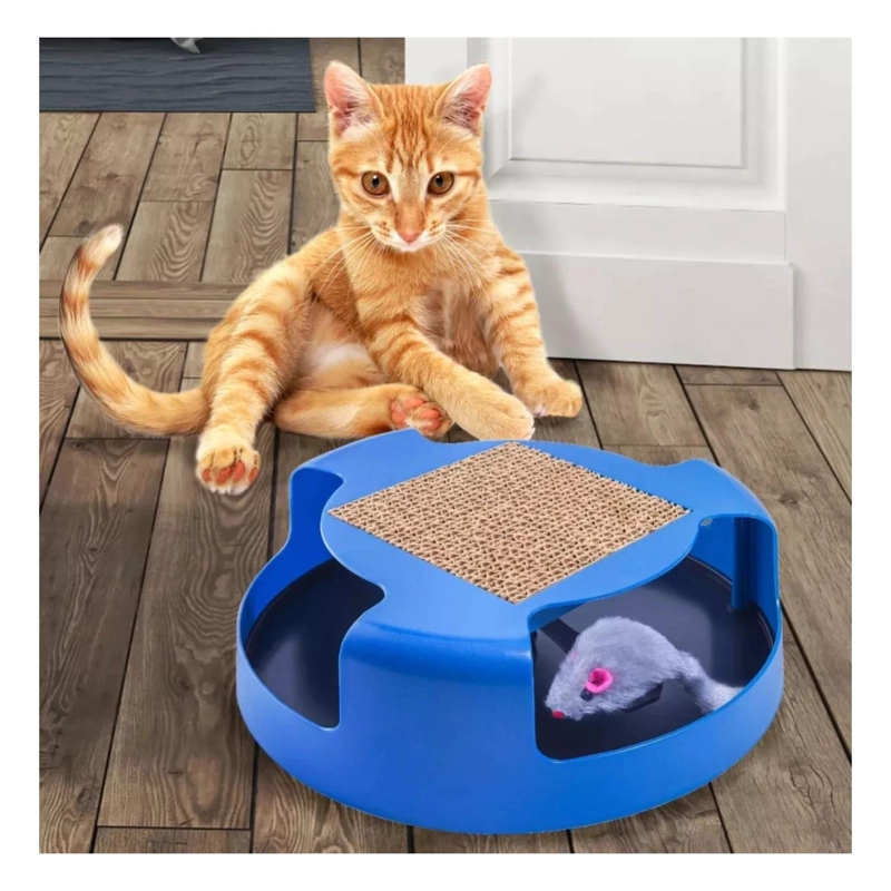 JUGUETE INTERACTIVO CON RASCADOR Y RATON PARA GATOS MASCOTAS - 2