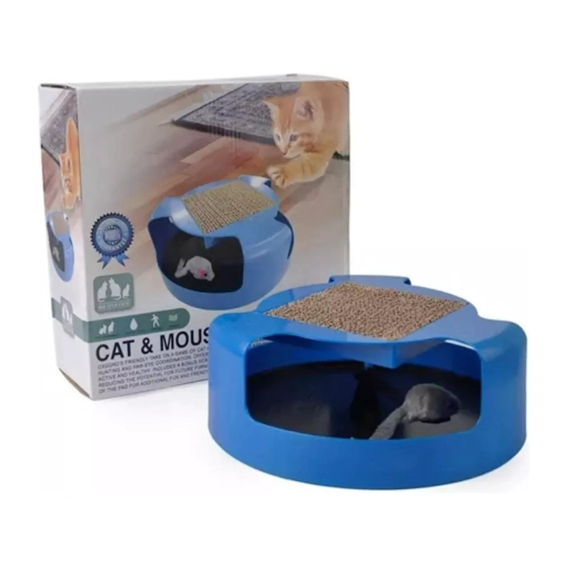 JUGUETE INTERACTIVO CON RASCADOR Y RATON PARA GATOS MASCOTAS - 3