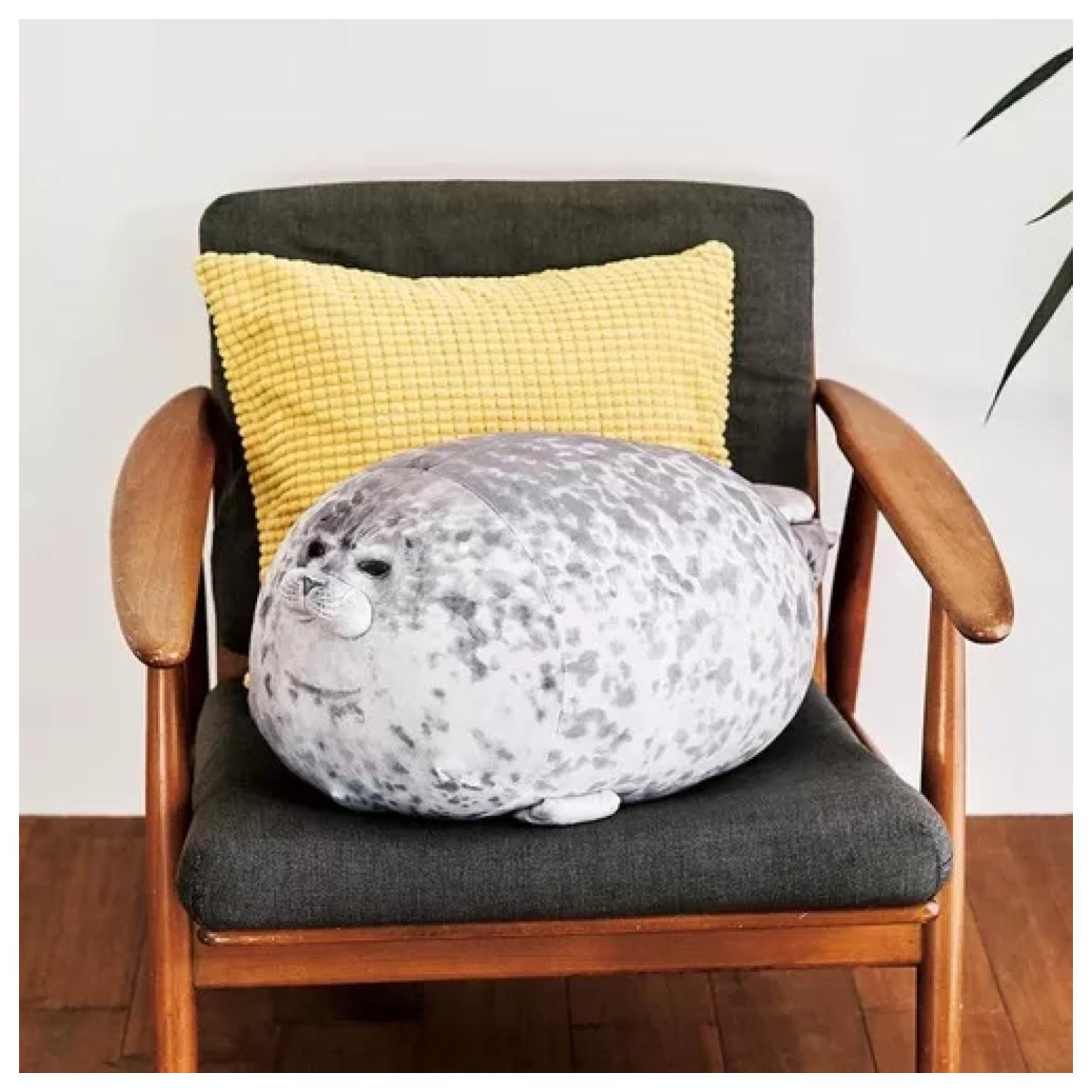 PELUCHE TOTAL CLICK JUGUETE COJÍN FOCA BEBÉ 30 CM FELPA GRIS INFANTIL - 6