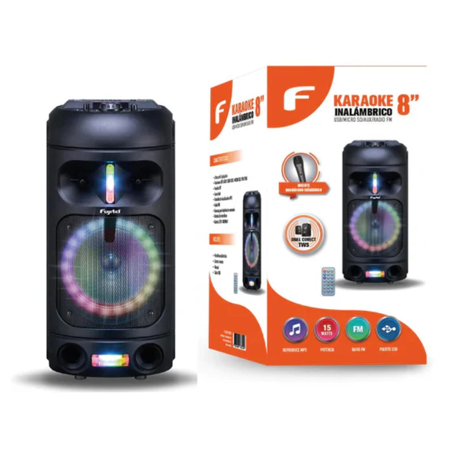 PARLANTE BLUETOOTH KARAOKE 8' 15W RGB CON MICROFONO FUJITEL - 4