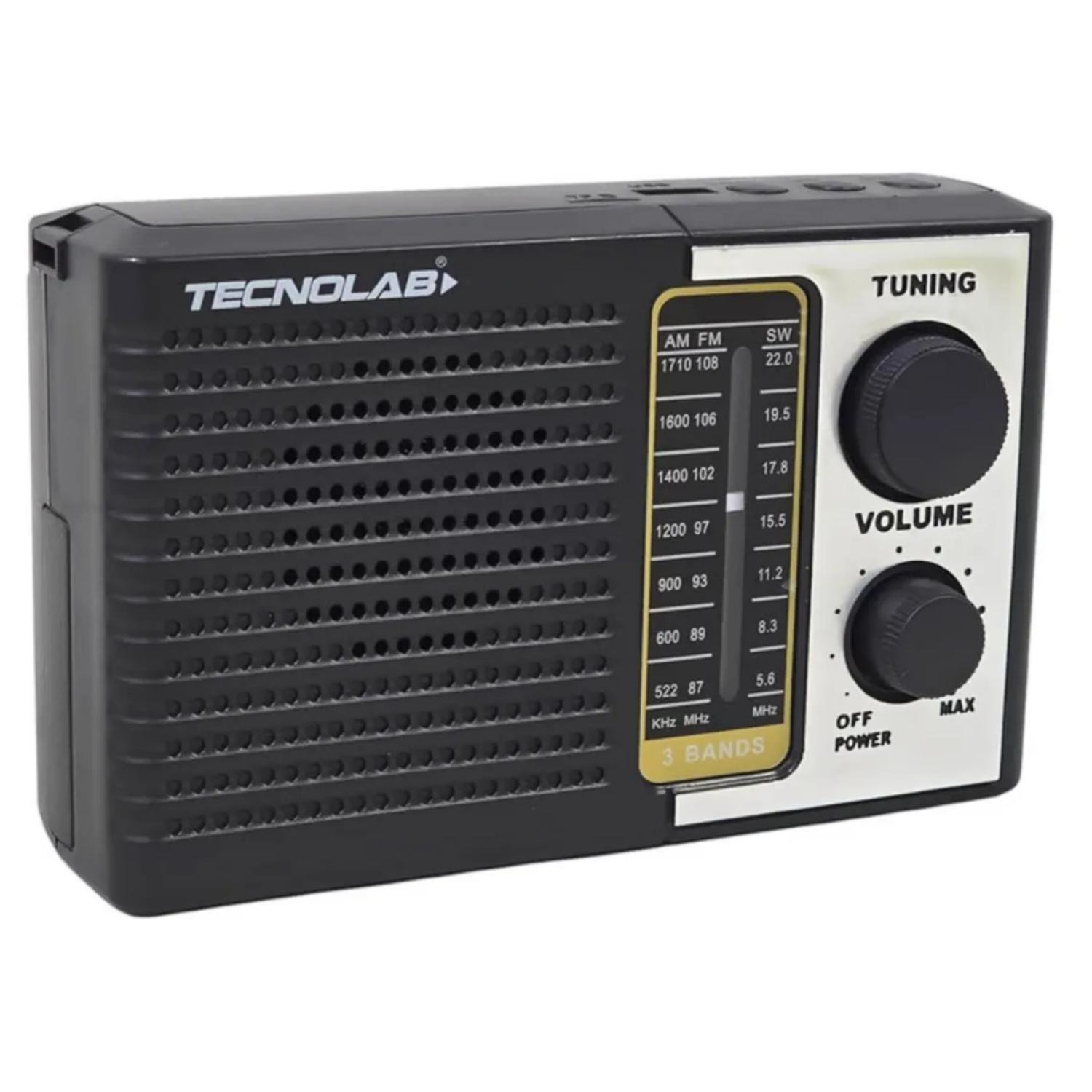 RADIO PORTATIL PANEL SOLAR LED USB AM FM SW EN COLOR NEGRO TECNOLAB - 2