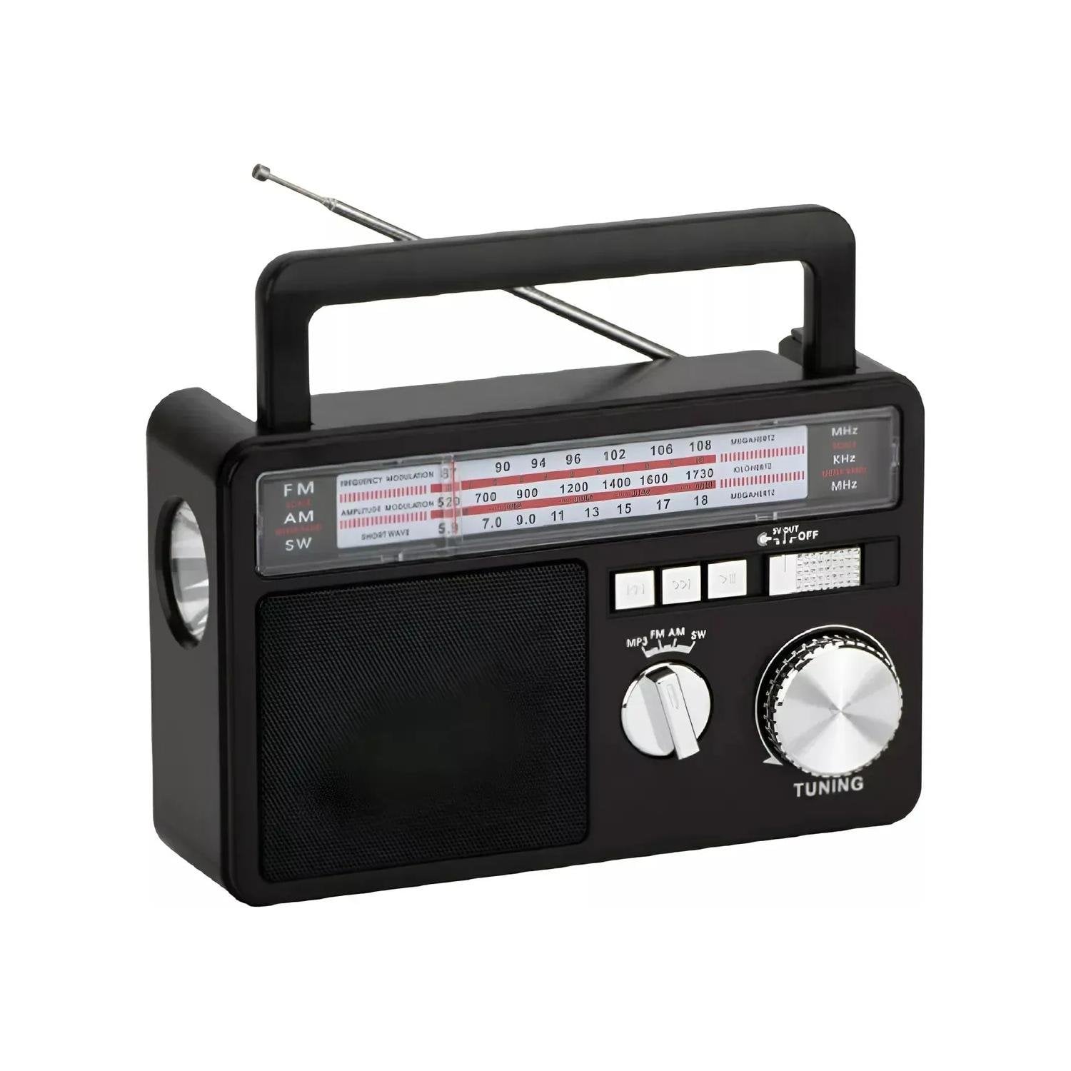 RADIO PORTATIL PANEL SOLAR LED USB SW AM FM EN COLOR NEGRO TECNOLAB - 1