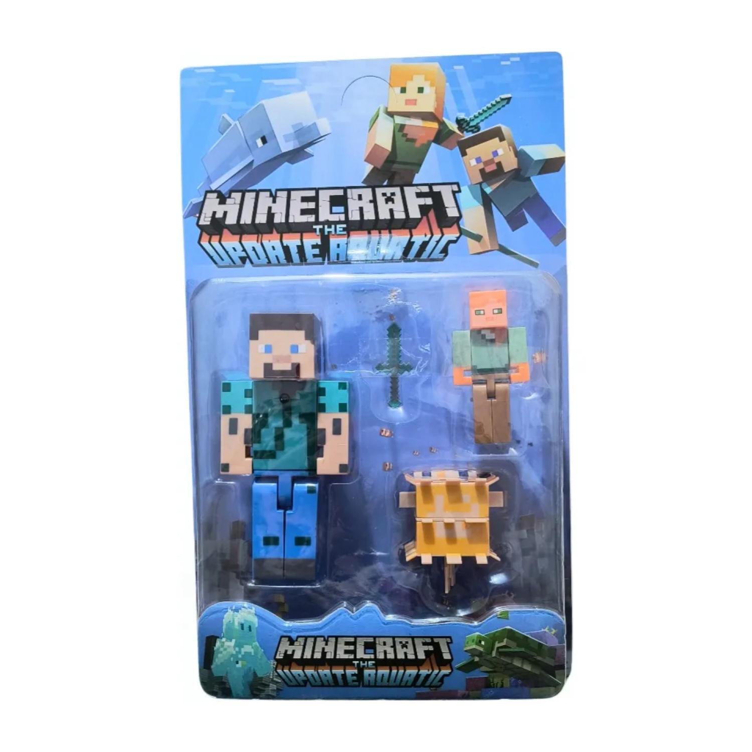 JUGUETE FIGURAS SET MINECRAFT AQUATIC 4 PIEZAS ACCESORIOS - 1