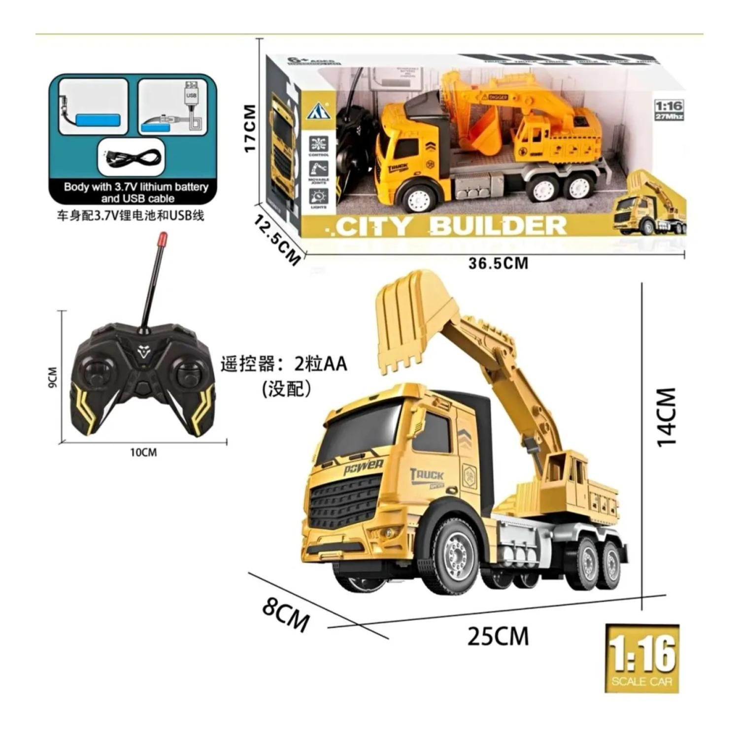 JUGUETE CAMION EXCAVADORA A CONTROL REMOTO 1:16 INFANTIL - 2