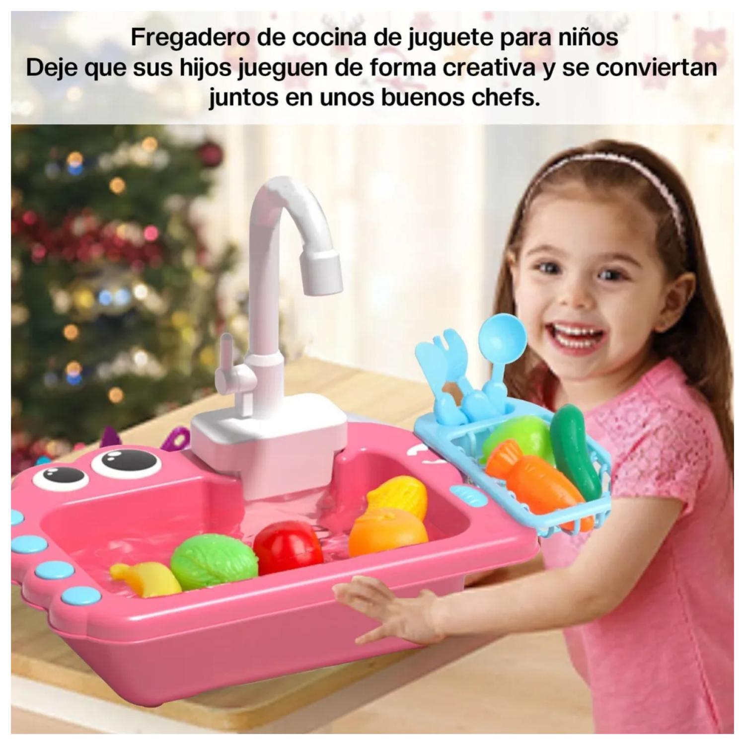 JUGUETE FREGADERO LAVAVAJILLAS CON ACCESORIOS ROSADO INFANTIL - 2