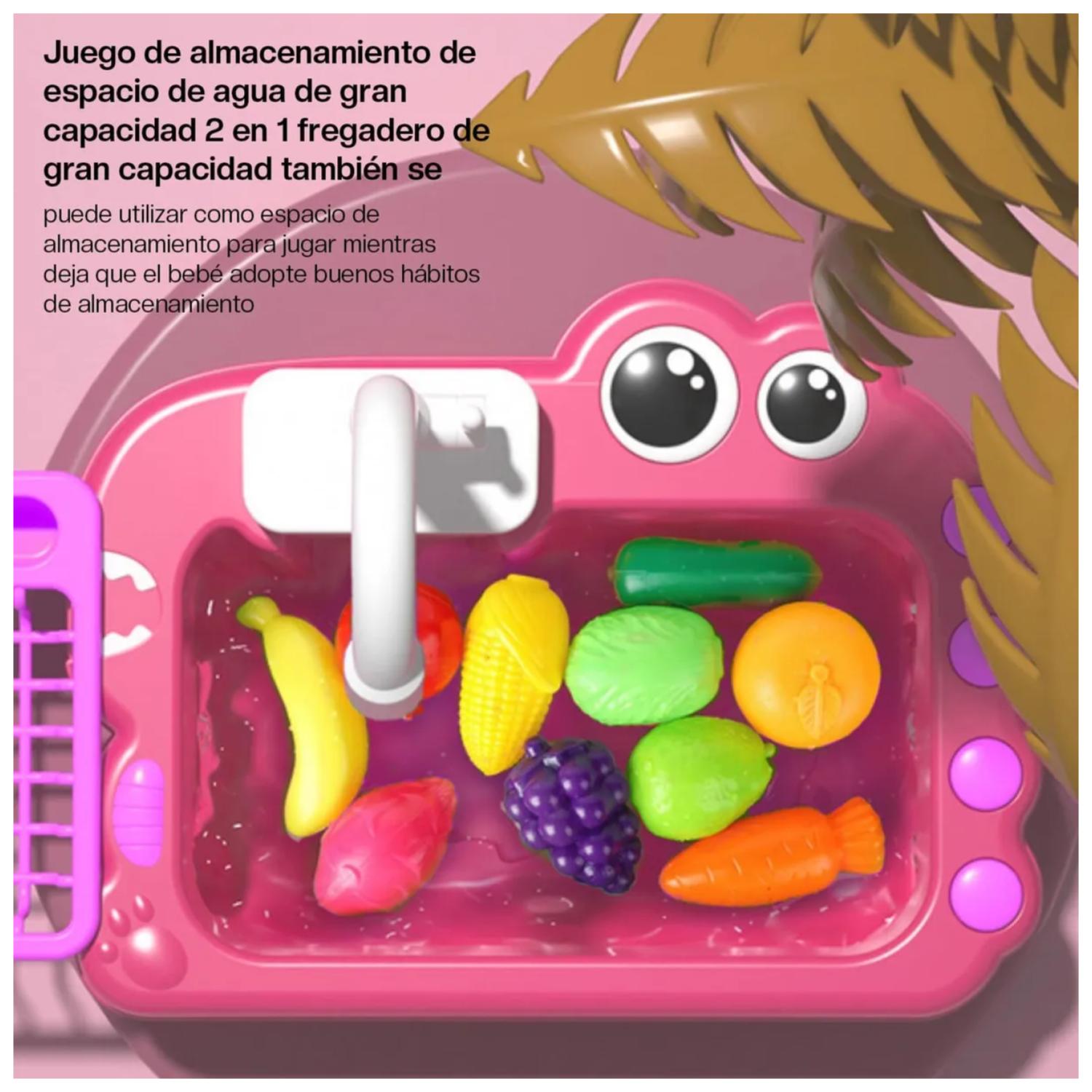 JUGUETE FREGADERO LAVAVAJILLAS CON ACCESORIOS ROSADO INFANTIL - 3