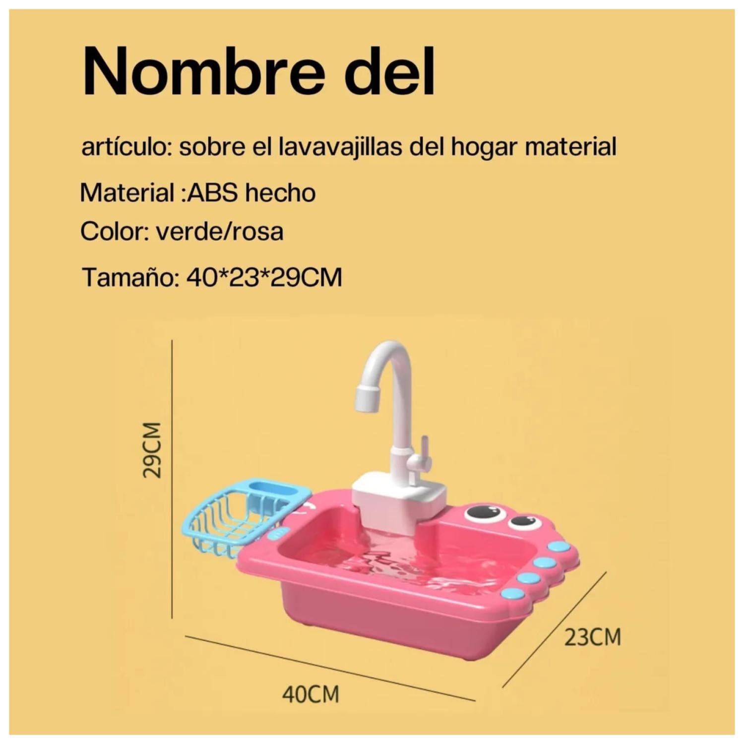 JUGUETE FREGADERO LAVAVAJILLAS CON ACCESORIOS ROSADO INFANTIL - 4