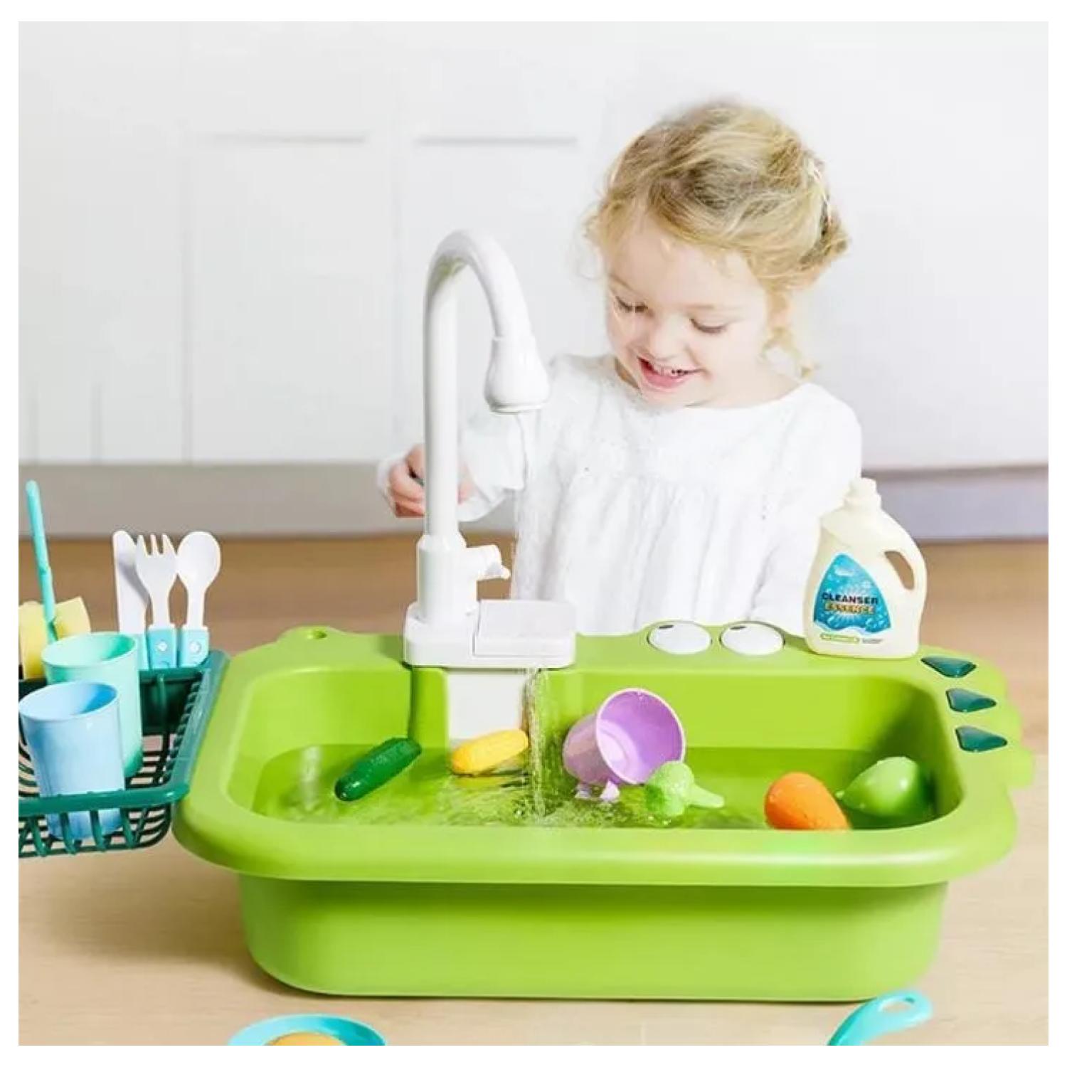 JUGUETE FREGADERO LAVAVAJILLAS CON ACCESORIOS VERDE INFANTIL - 2