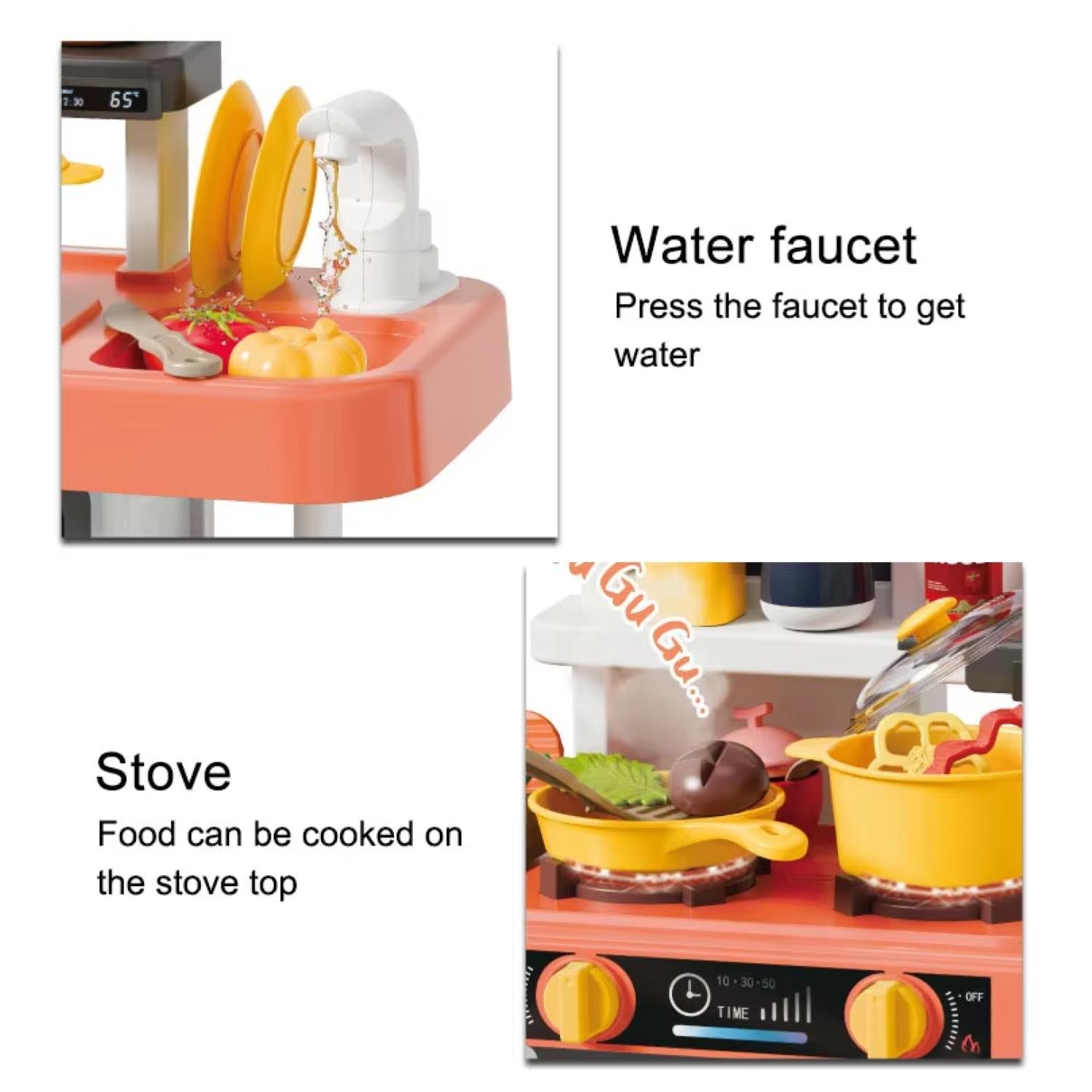 JUGUETE COCINA 43 PIEZAS 68CM INTERACTIVA CORAL INFANTIL - 2