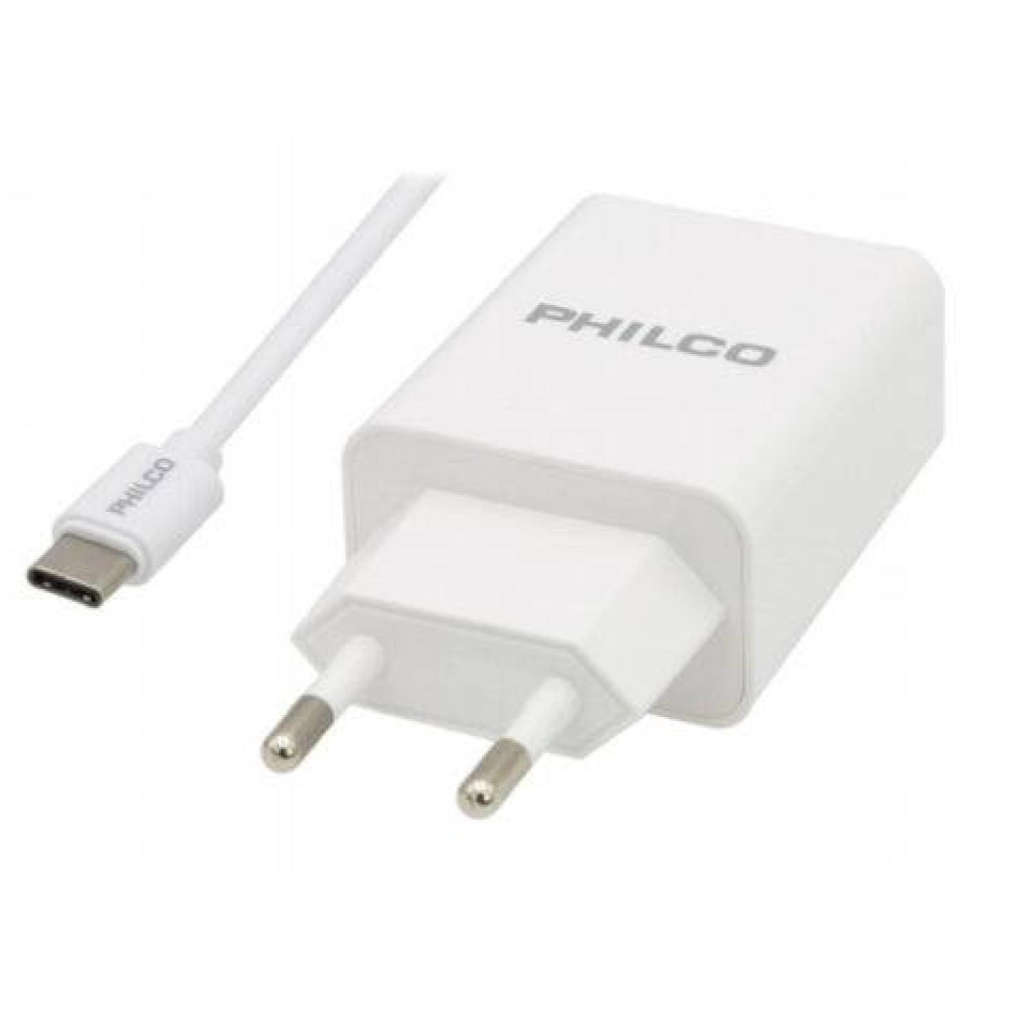 CARGADOR DE PARED USB TIPO C CARGA RAPIDA BLANCO PHILCO - 1