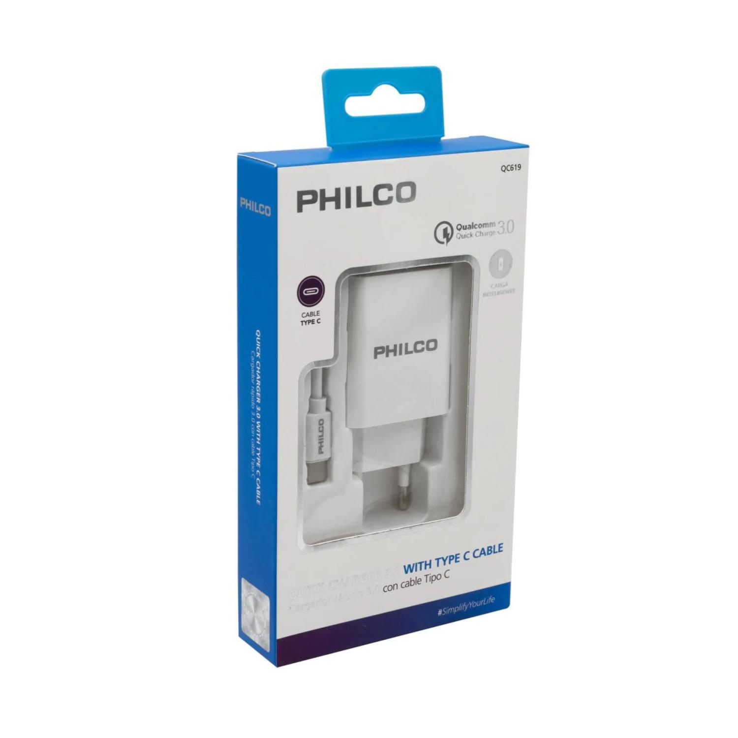 CARGADOR USB C CARGA RAPIDA INTELIGENTE 20W BLANCO PHILCO - 2