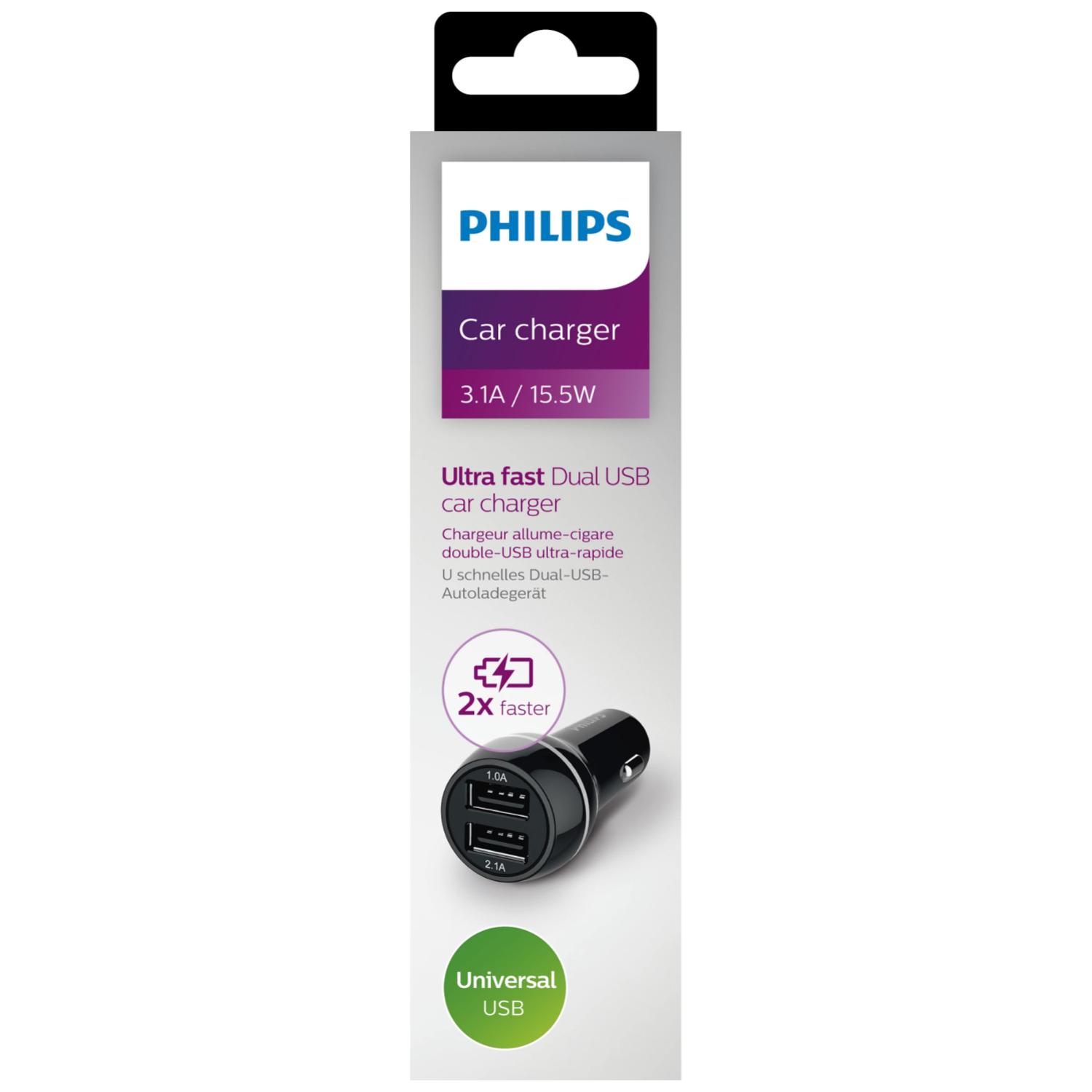 CARGADOR DOBLE PARA AUTO CARGA RAPIDA DLP2357/10 PHILIPS - 2