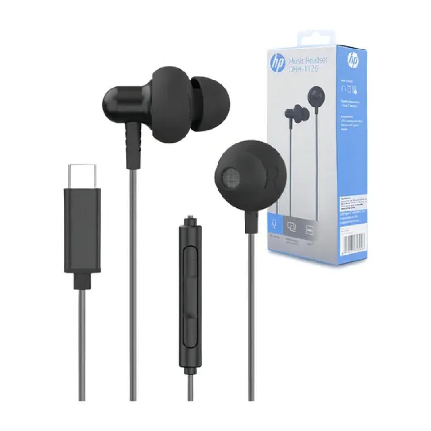 AUDIFONOS ALAMBRICOS MANOS LIBRES USB C NEGRO DHH-1126 HP - 2