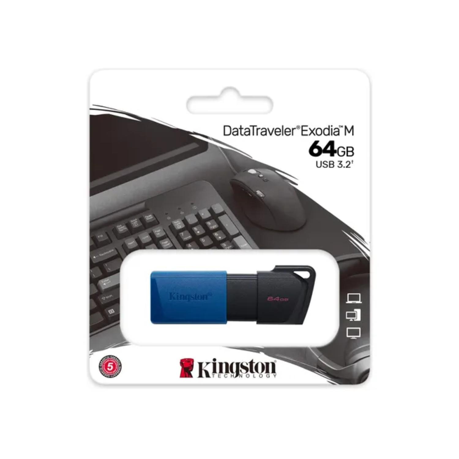PENDRIVE USB 3.2 64GB AZUL EXODIA M3.2 KINGSTON - 2