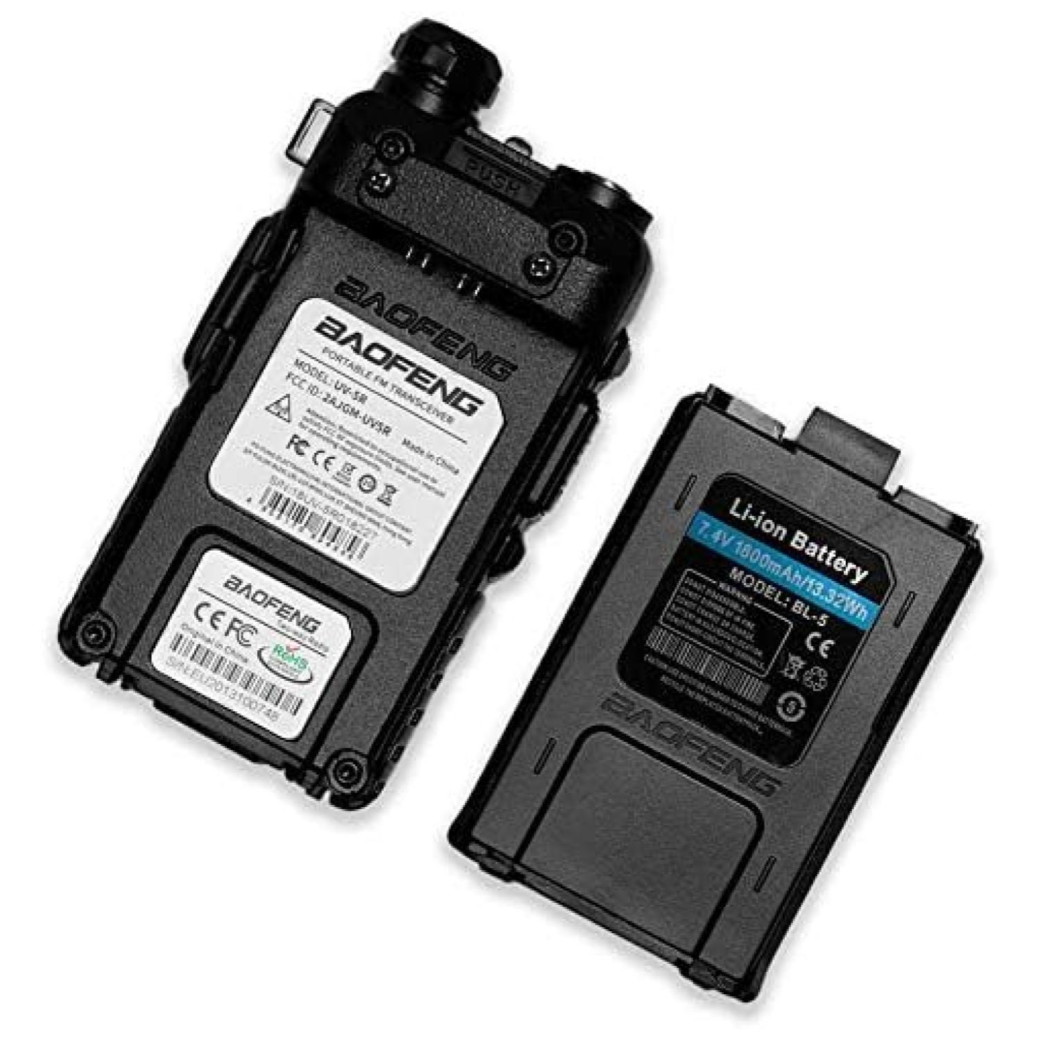 RADIO TRANSMISOR WALKIE TALKIE NEGRO UHF-UV 5RE BAOFENG - 4