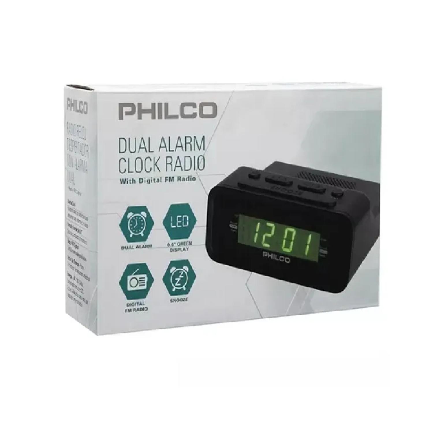 RADIO FM RELOJ DIGITAL ALARMA NEGRO C1006G PHILCO - 4