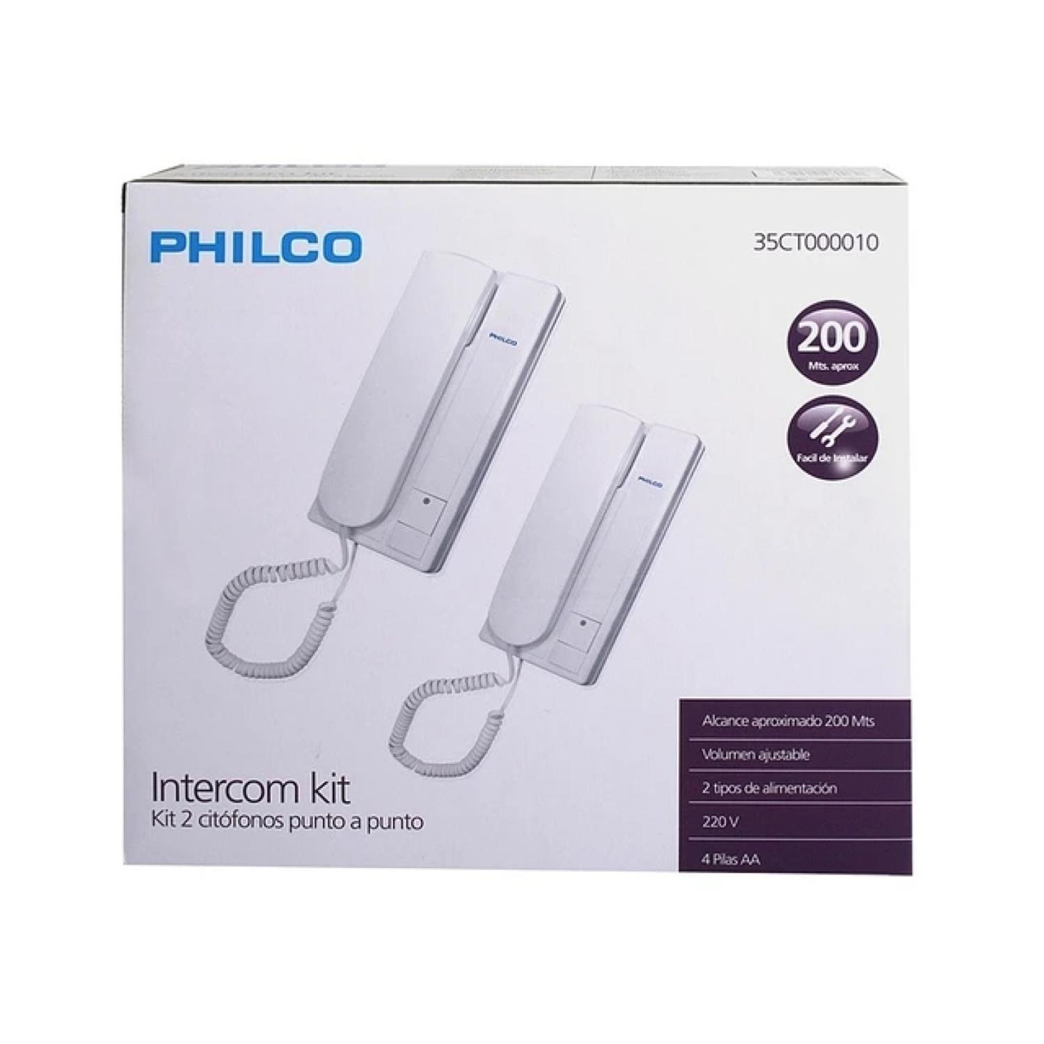 PACK 2 CITOFONOS INTERCOMUNICADORES 200MTS BLANCO PHILCO - 2