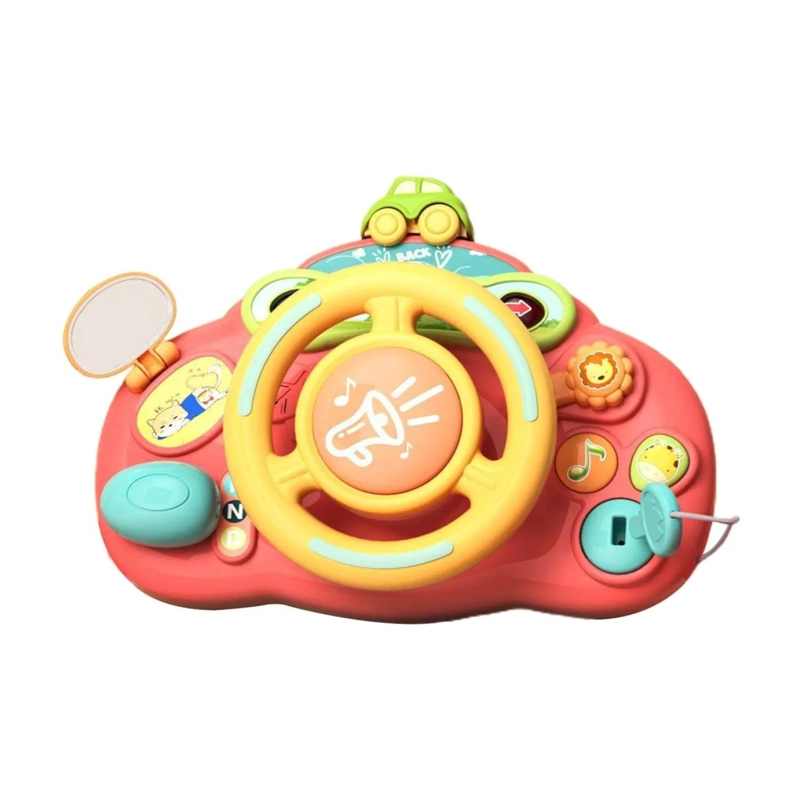JUGUETE SIMULADOR VOLANTE INTERACTIVO SONIDO ROSA INFANTIL - 1