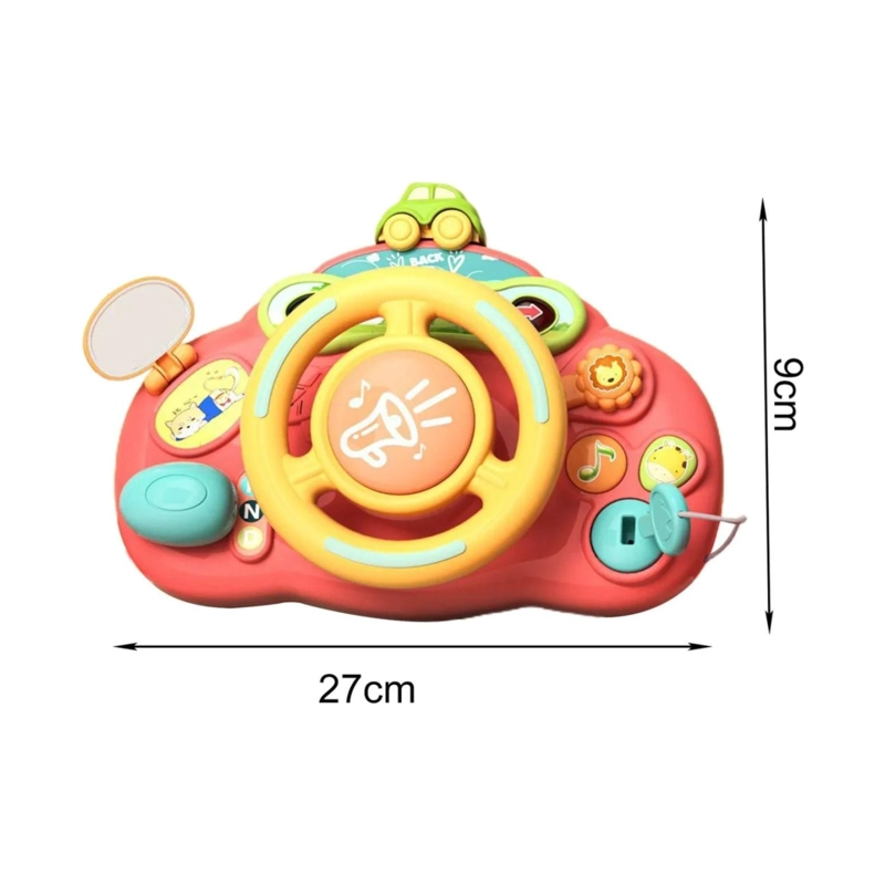 JUGUETE SIMULADOR VOLANTE INTERACTIVO SONIDO ROSA INFANTIL - 2