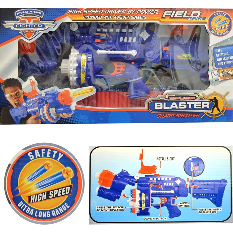 JUGUETE LANZADOR DE DARDOS BLASTER ACC AZUL INFANTIL - 3