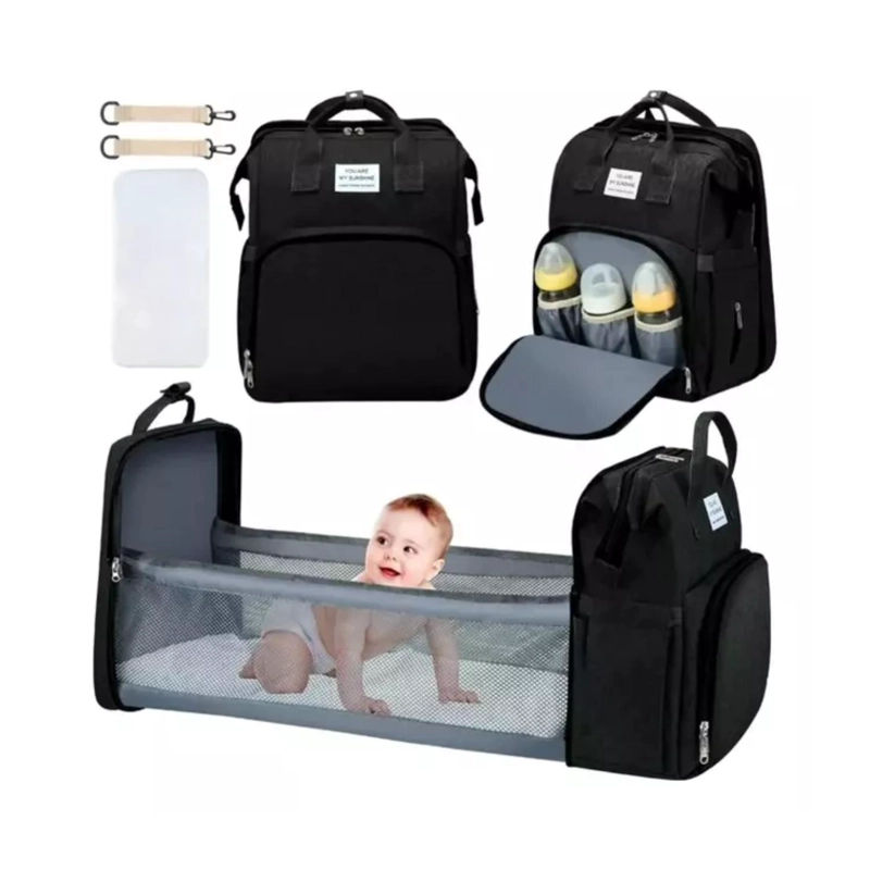 PAÑALERA 3 EN 1 MOCHILA CUNA 25X40CM MUDADOR PORTATIL BEBES - 2