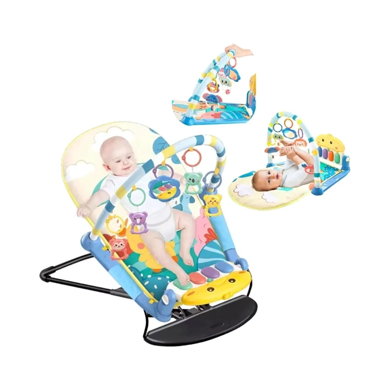 SILLA MECEDORA 2 EN 1 GIMNASIO DE BEBE CELESTE INTERACTIVA - 1