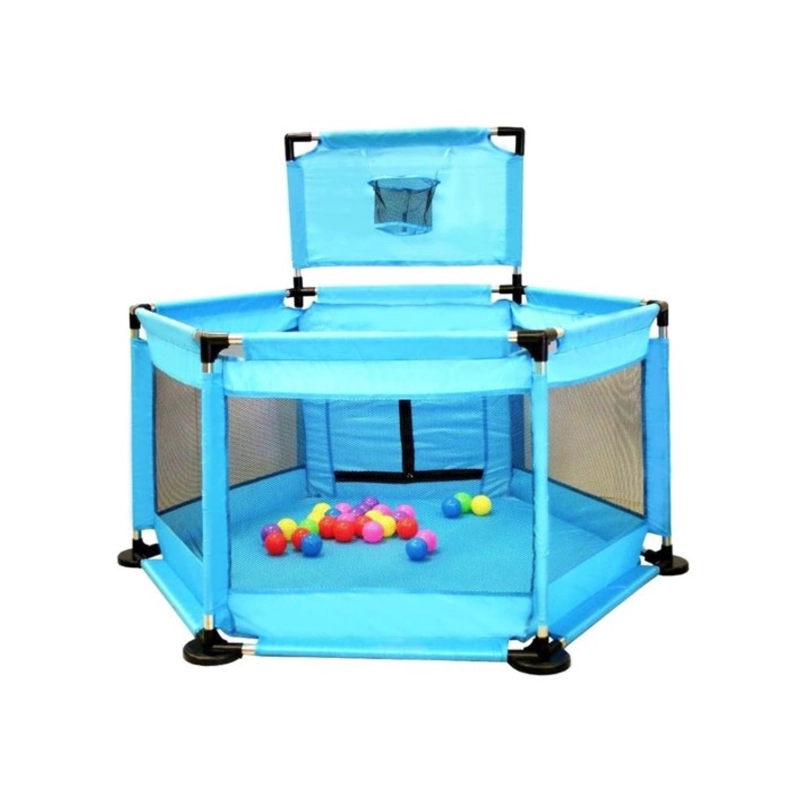 CORRAL PARA BEBE CON SEGURIDAD PELOTAS Y ARO DE BASQUET - 3