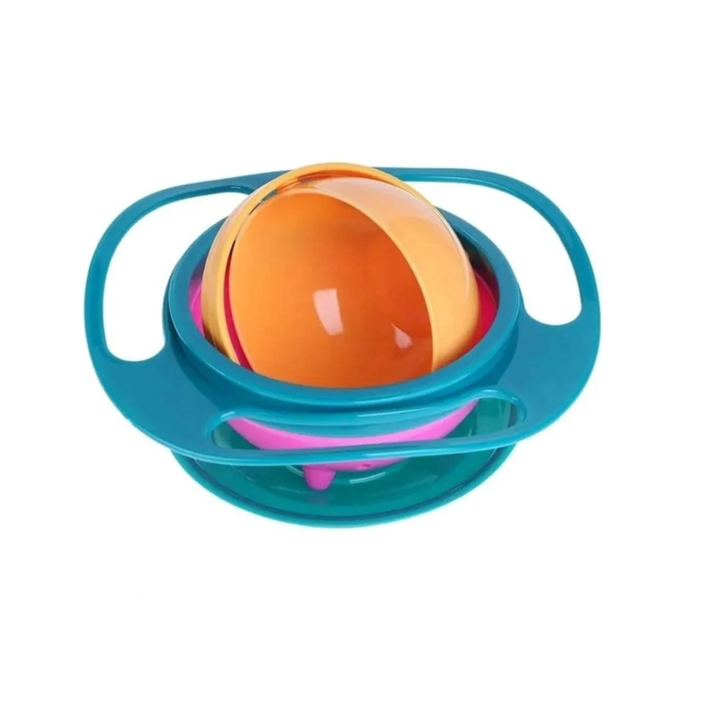 PLATO TAZON ANTIVUELCO PARA COMIDAS DE BEBES AZUL INFANTIL - 1