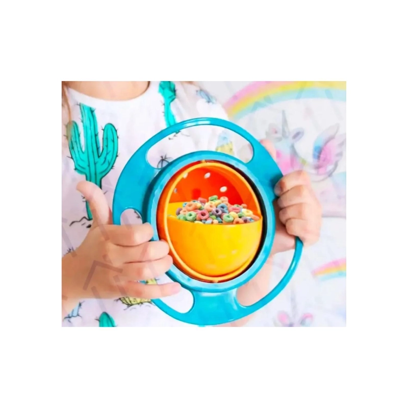 PLATO TAZON ANTIVUELCO PARA COMIDAS DE BEBES AZUL INFANTIL - 3