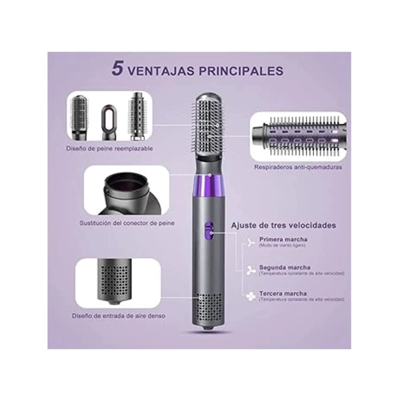 CEPILLO SECADOR ONDULADOR DE PELO 3 EN 1 MULTIFUNCION - 5
