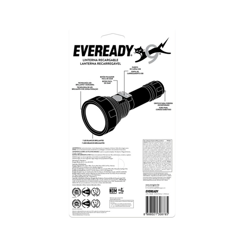 LINTERNA LED RECARGABLE USB 60LM NEGRO EVEREADY - 2
