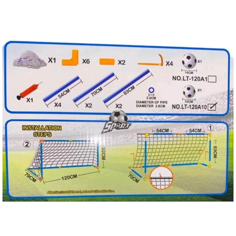 JUGUETE ARCO DE FUTBOL ARMABLE CON RED Y BALON INFANTIL - 3
