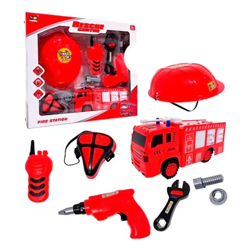 JUGUETE SET DE BOMBERO 8 PIEZAS CAMION HERRAMIENTAS INFANTIL - 2