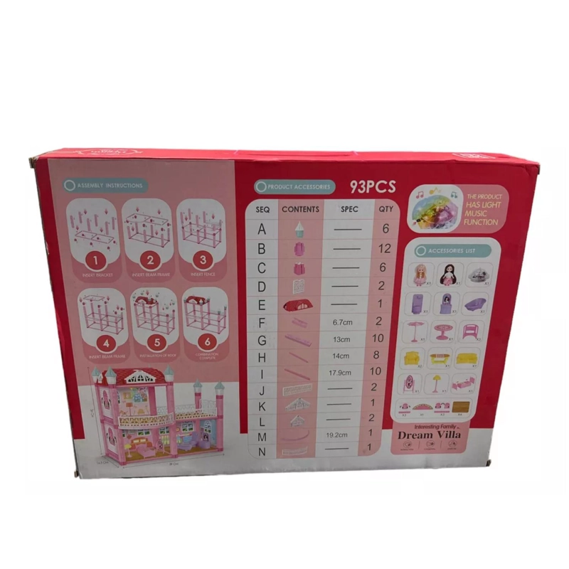 JUGUETE CASA CASTILLO DE MUÑECAS ARMABLE 105PCS - 4
