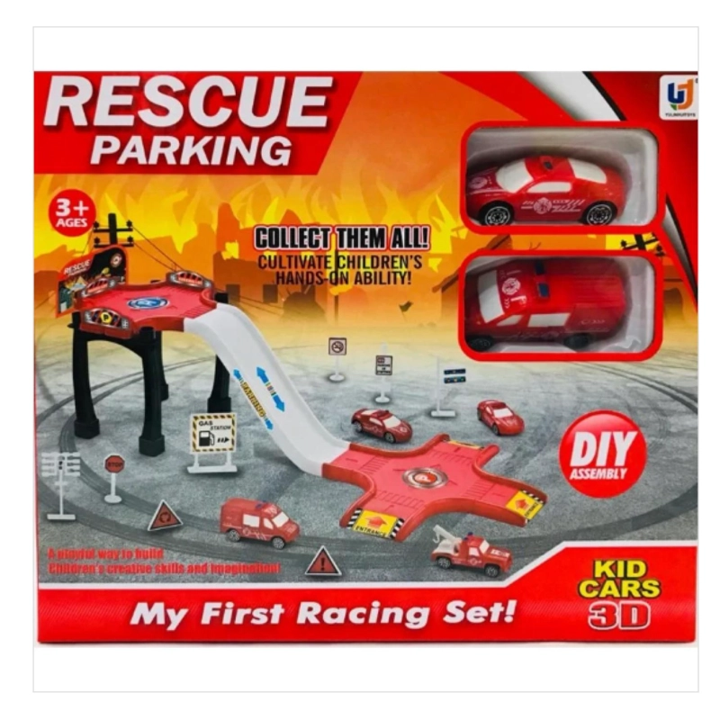 JUGUETE PISTA PLATAFORMA DE BOMBEROS 2 AUTOS INFANTIL - 1