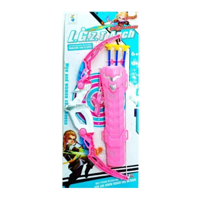 JUGUETE ARCO Y FLECHAS CON LUCES ROSADO INFANTIL - 1