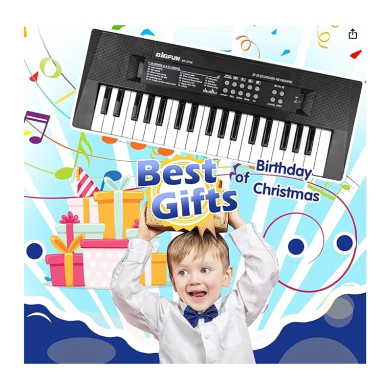 JUGUETE PIANO TECLADO MUSICAL CON 37 TECLAS SONIDOS MIC - 2
