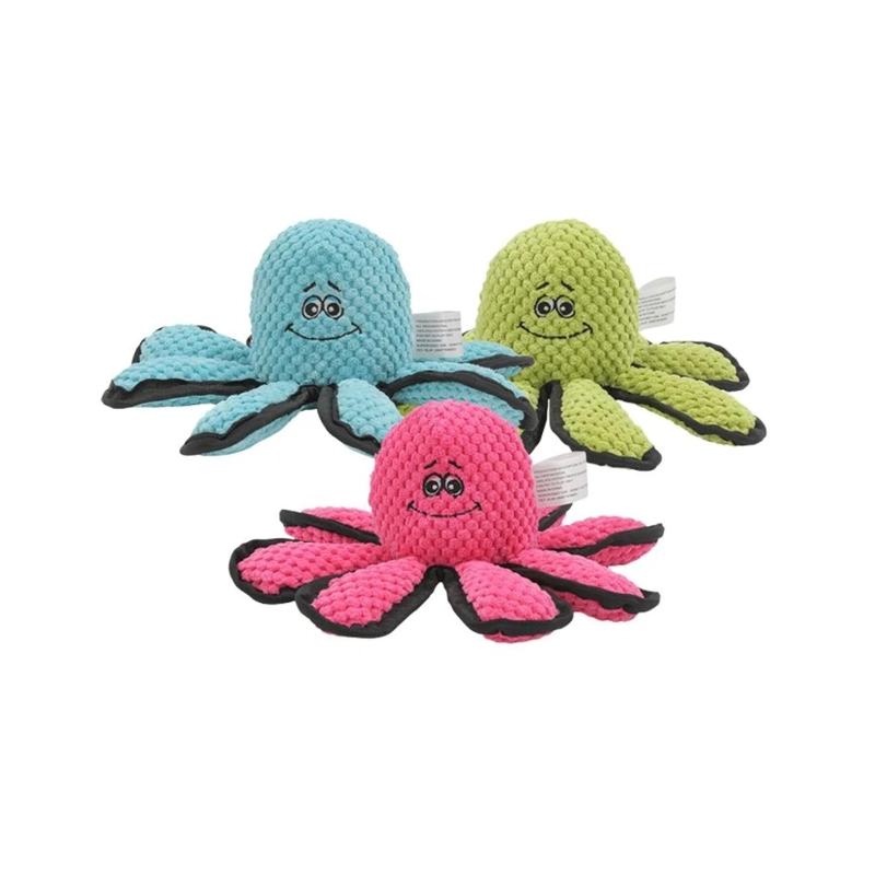 JUGUETE PULPO DE PELUCHE 32CM PARA MORDER PERROS MASCOTAS - 1