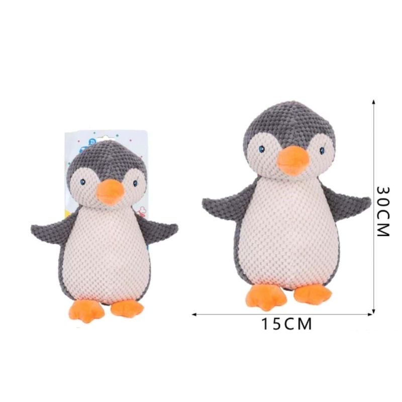 JUGUETE PINGUINO DE PELUCHE 32CM PARA MORDER PERROS MASCOTAS - 2