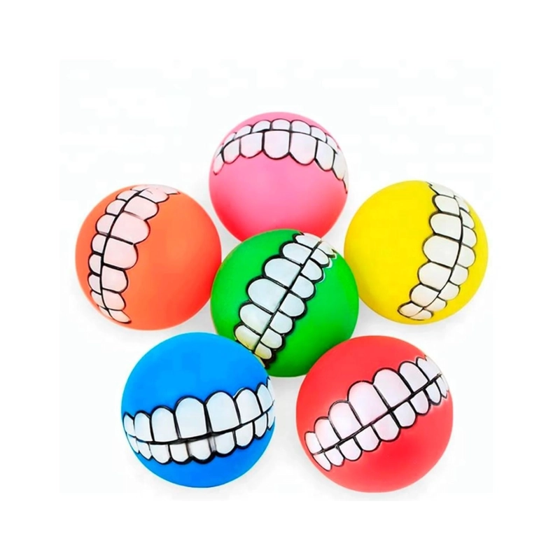 PELOTA AMARILLA CON SONRISA PARA JUGAR CON PERROS MASCOTAS - 2