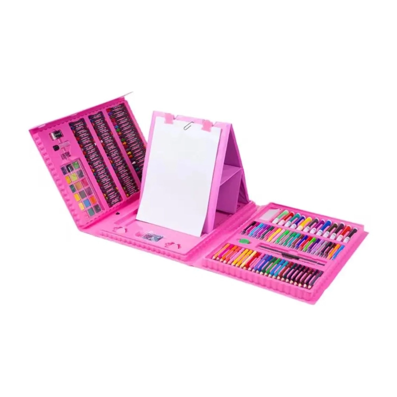 SET 208 LAPICES PARA COLOREAR CON MALETA ROSADA INFANTIL - 1
