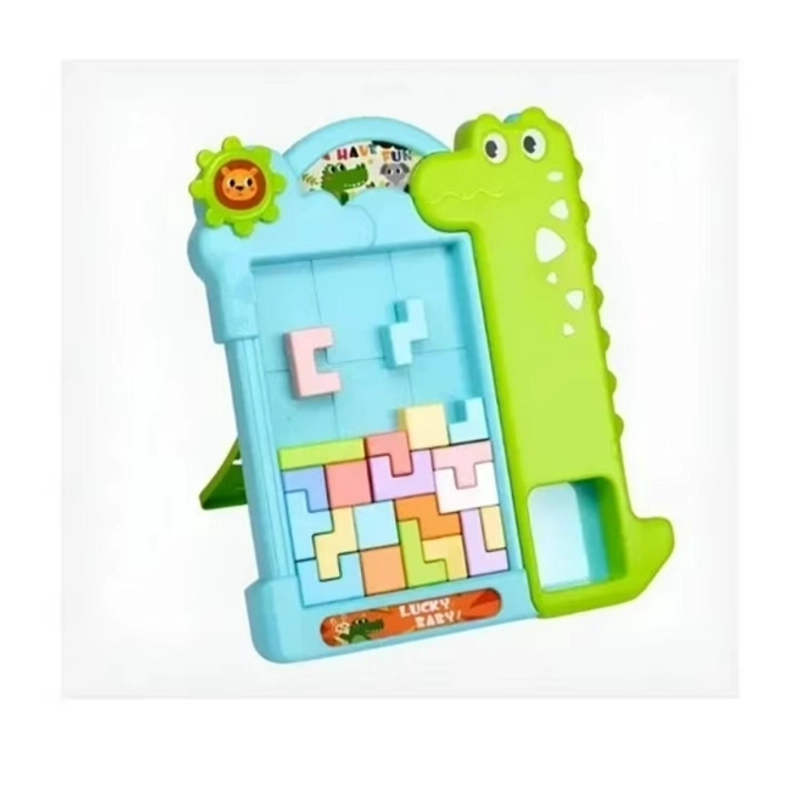 JUGUETE ROMPECABEZAS TETRIS DINOSAURIO VERDE INFANTIL - 1