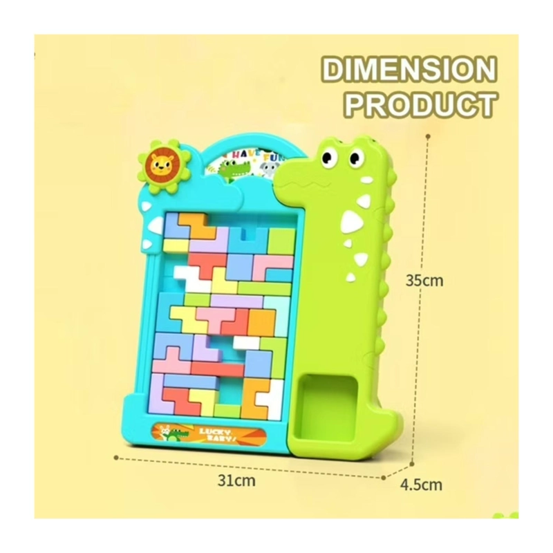 JUGUETE ROMPECABEZAS TETRIS DINOSAURIO VERDE INFANTIL - 3