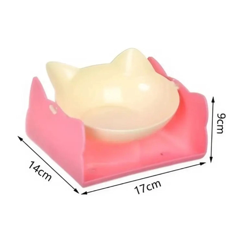 PLATO COMEDERO EN FORMA DE GATO 9X17X14CM ROSA MASCOTAS - 2
