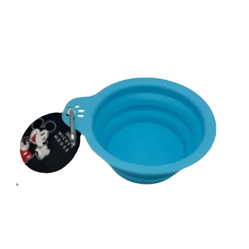 PLATO PLEGABLE DE COMIDA MICKEY AZUL PARA MASCOTAS - 1