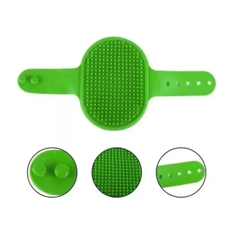 CEPILLO PARA PELO DE MASCOTAS AJUSTABLE A LA MANO VERDE - 1