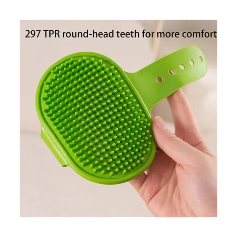 CEPILLO PARA PELO DE MASCOTAS AJUSTABLE A LA MANO VERDE - 2
