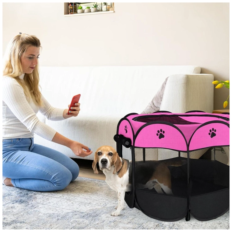 CORRAL PORTATIL 91X91X58CM PARA PERROS O GATOS MASCOTAS - 2