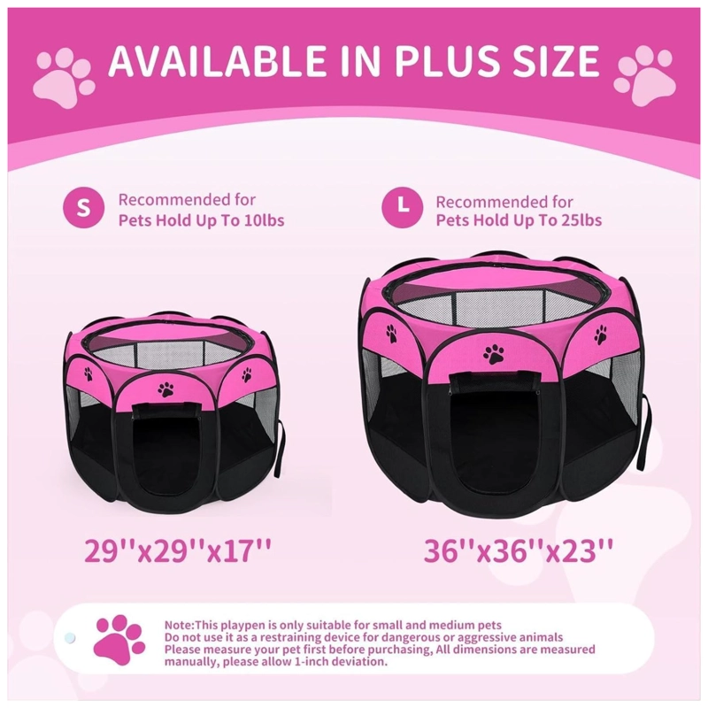 CORRAL PORTATIL 91X91X58CM PARA PERROS O GATOS MASCOTAS - 3