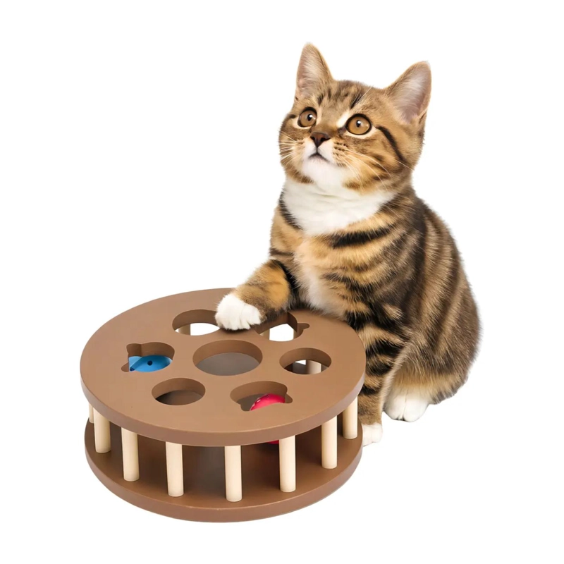 JUGUETE INTERACTIVO RUEDA CON PELOTAS PARA GATOS MASCOTAS - 3